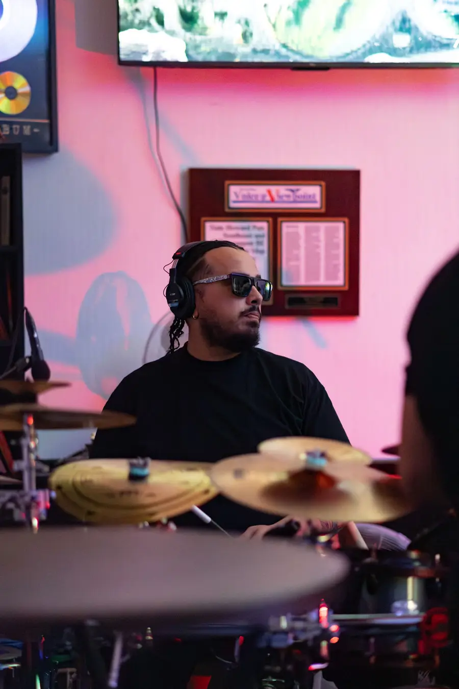 Drummer playing a live set
