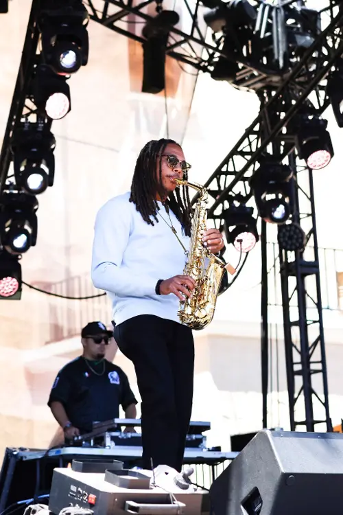 Saxophonist on the Black & Brown Festival stage